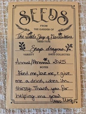 Snap Dragon Seed Packet